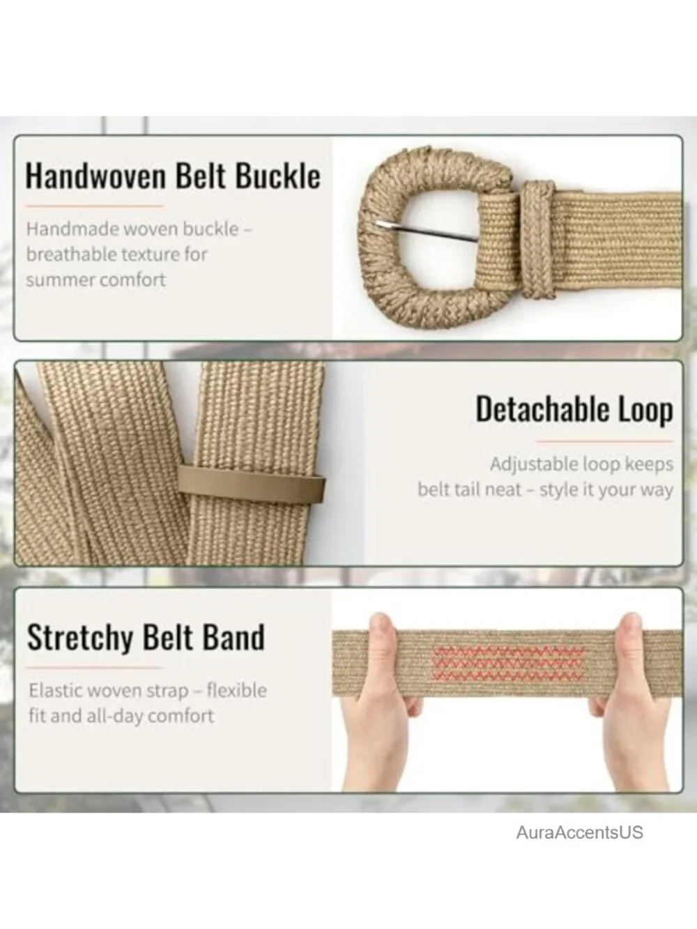 Straw Woven Elastic Belt, Boho Braided Raffia Waist Belt, Stretch Rattan Belt